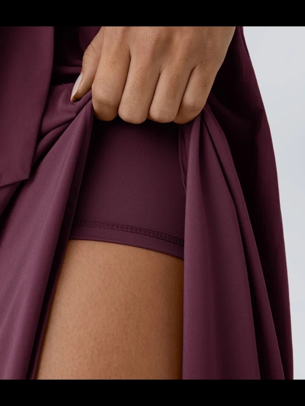 Breezeful High Waisted Tie Side 2-in-1 Curved Hem Flowy Quick Dry Midi Skirt - Picture 6 of 13